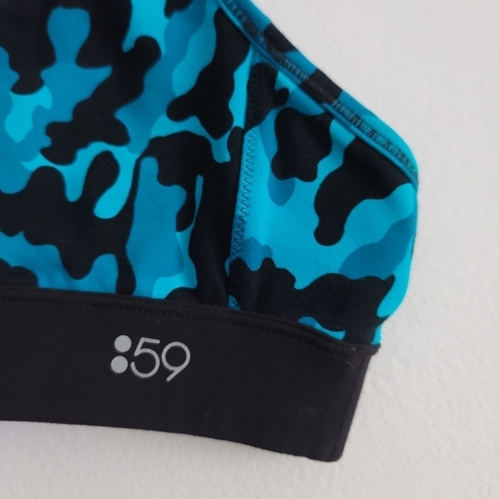 Splits59 Women XS Blue Camo Black Racerback Sports Bra Athletic Yoga Workout - Picture 5 of 7